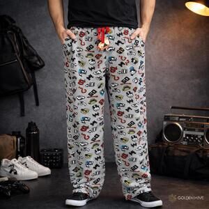 Monopoly Men’s Fleece Pajama Pants Size Large Grey Lounge Sleep Pants NWT